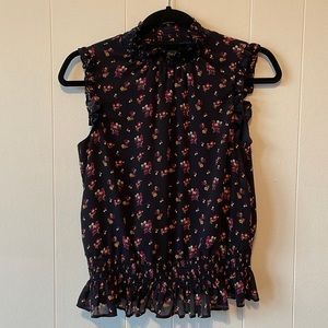 J. Crew Floral Sleeveless Ruffled Blouse
